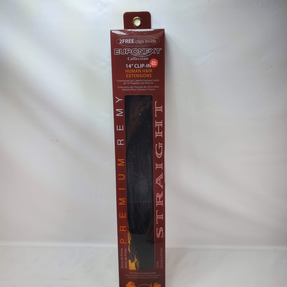 Euronext Hair Extensions Espresso 14 Inch Prem Remy Human Hair Clip-In NEW Dark
